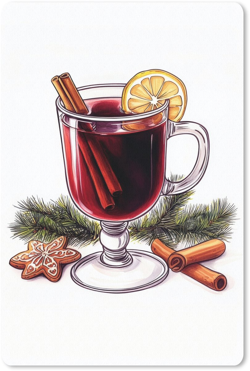 Muismat 18x27 cm - Mousepad Wijn - Drinken - Gluhwein - Winter - Illustratie - Kerst - Muismatten