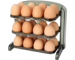 Belle Vous Ei Opslag Houder voor 24 Eieren - Plastic Koelkast/Diepvries Veilige Container - Ruimtebesparende 3 Laags Keuken Ei Dispenser/Organizer Doos