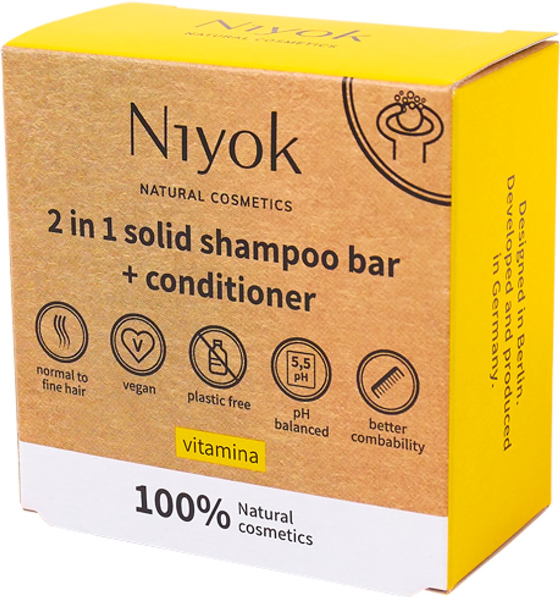 Niyok Vitamina - Shampoo - Conditioner bars - 80G - Vegan - pH-waarde - 2-in-1