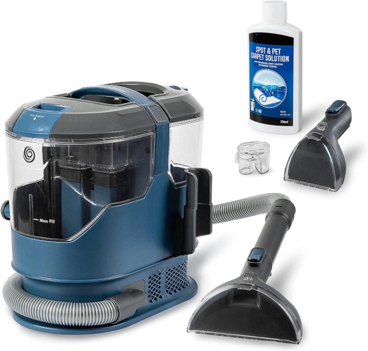 Tapijtreiniger - Tapijtwassers - Droogstofzuiger - Vlekkenreiniger Sterke Zuigkracht - Ontsmetting - Inc. Spot en Animal Solution - voor Bank - Tapijt - Bekleding - Auto - 800W - 2.5L - 38.5 x 26 x 44 cm - Blauw