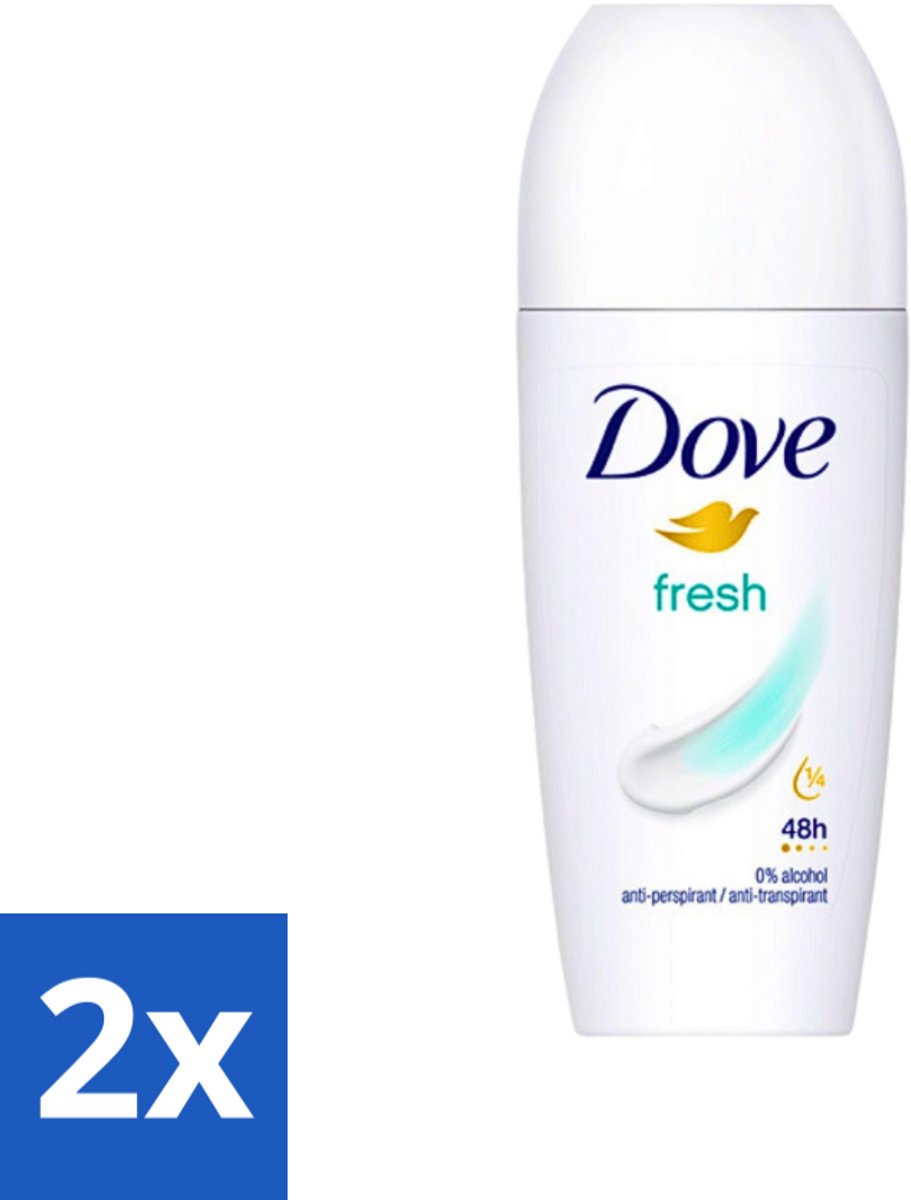 Dove Fresh - Deodorant Roll-on - Anti-Transpirant - 50 ml - Voordeelverpakking - 2 stuks
