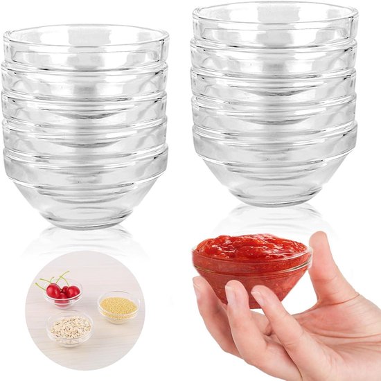 spar-home Dessertglazen Set - set van 12 stuks Müslischalen glas 215 ml glazen schaal voor snacks, muesli, salade, desserts, serveerschalen, ijs (12 stuks