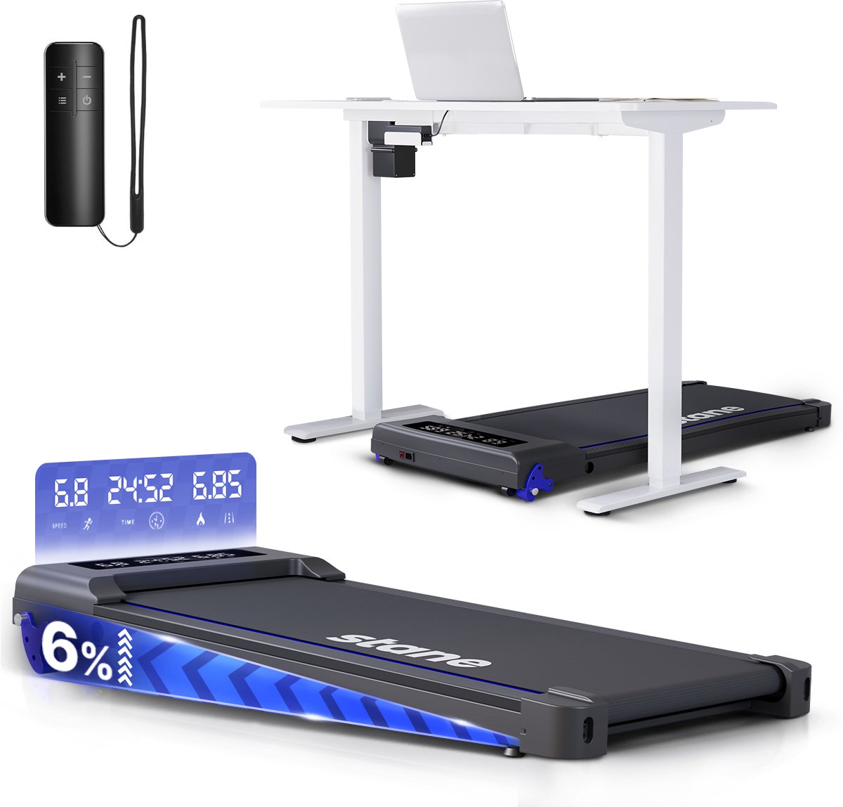 Loopband Inklapbaar en Electrisch - Opvouwbare Loopband met 6% Hellingfunctie - Walkingpad voor Fitness of tijdens Thuis Werk