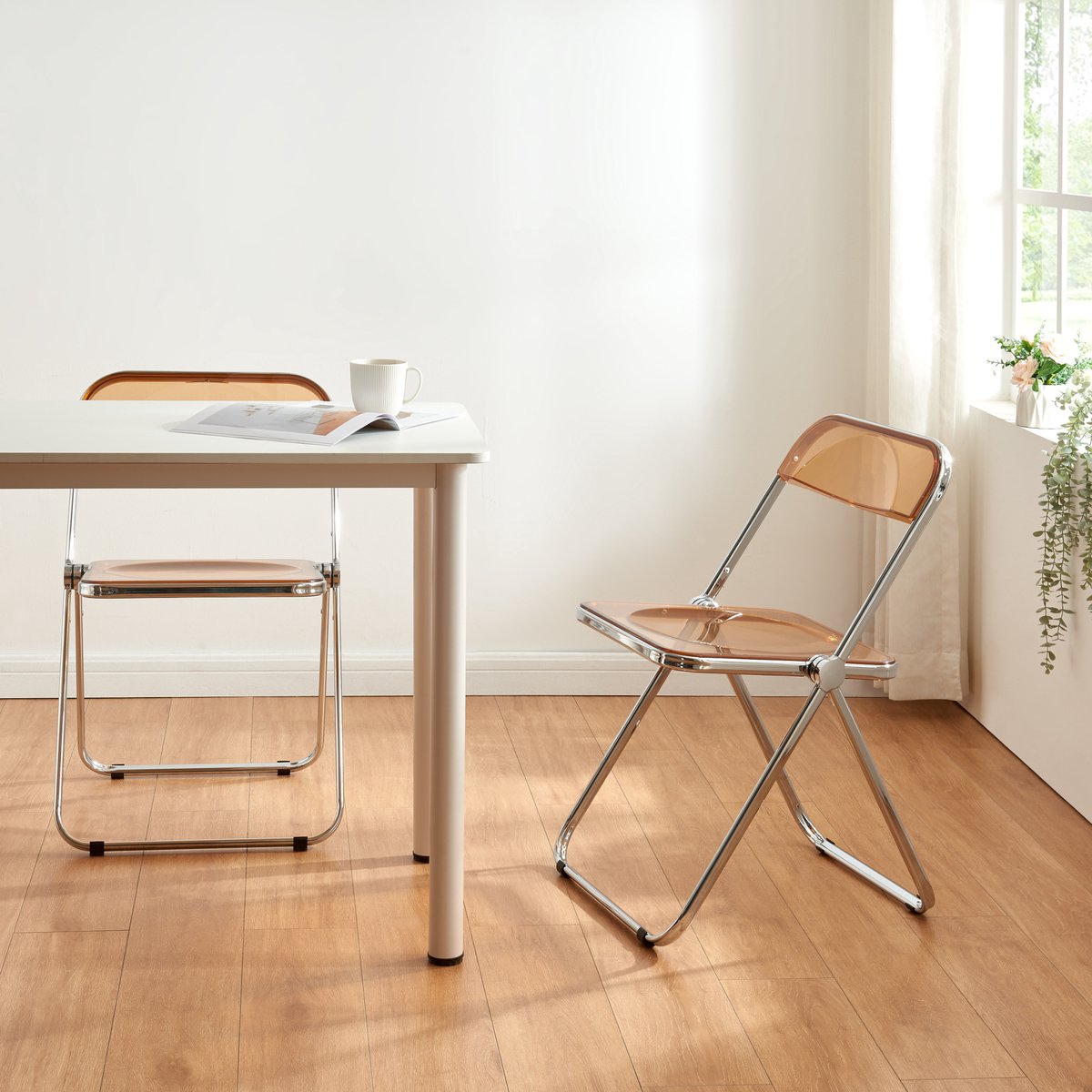 en.casa Klapstoel set van 6 Pornainen 74x46x47 cm oranje transparant [en.casa]