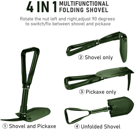 Unyqoos® Multifunctionele Opvouwbare Schop van Koolstofstaal voor Outdoor Avonturen en Tuinieren van Unyqoos — afbeelding 5