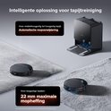 Roborock robotstofzuiger reinigt midden- tot hoogpolig tapijt met automatische mopverwijdering.