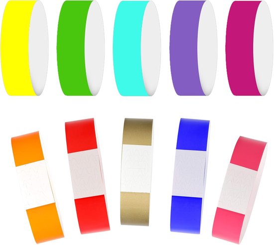 Identificatiearmbanden, 600 stuks, kleurrijke papieren armbanden