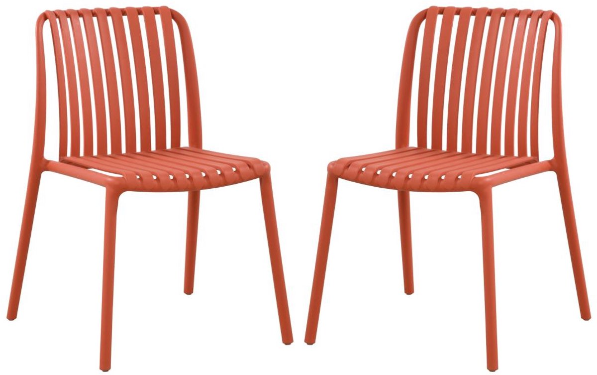 Vente-unique Set van 2 opstapelbare tuinstoelen van polypropyleen - Rood - SESEH van MYLIA L 52.5 cm x H 79 cm x D 58 cm