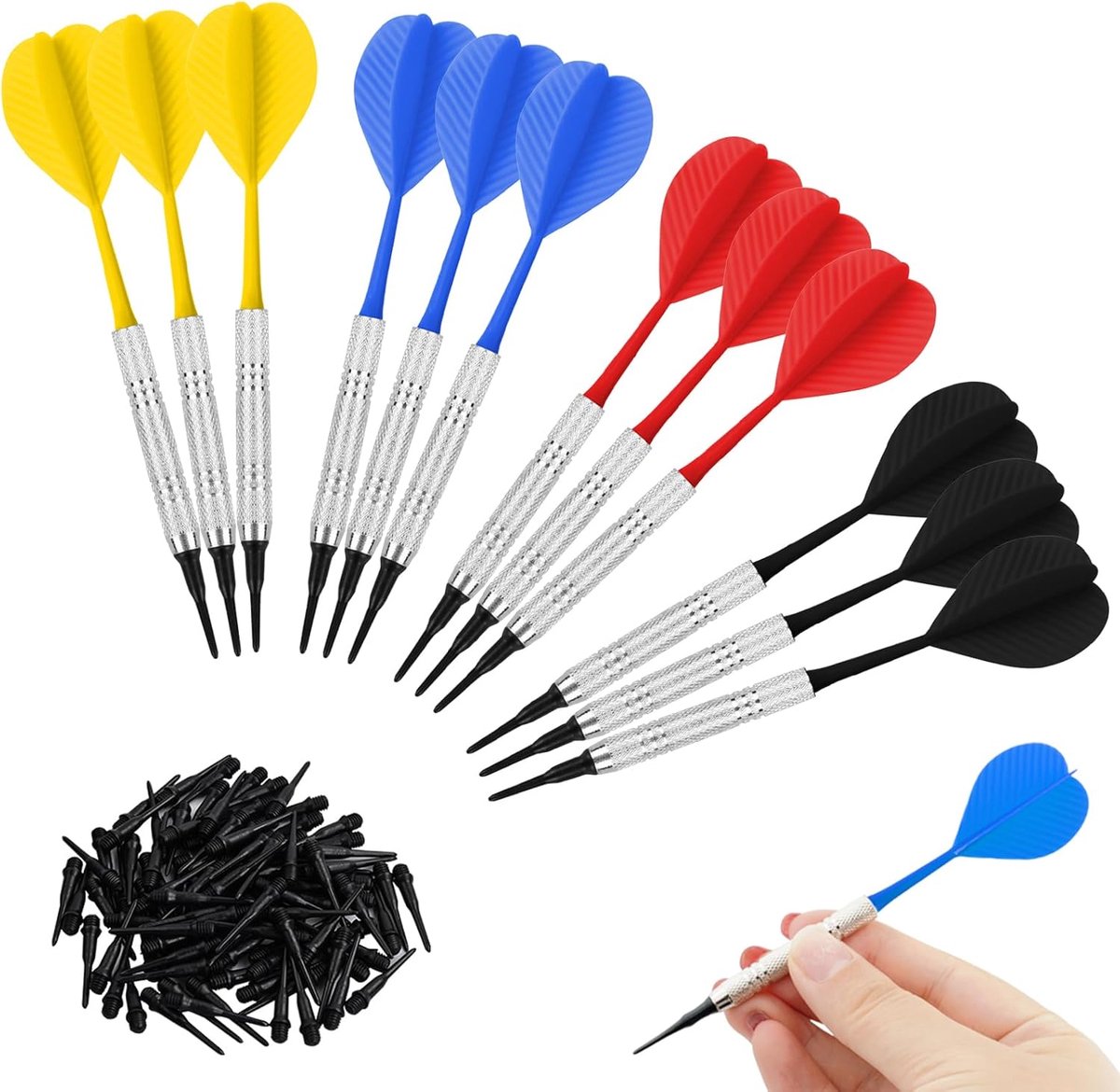 Professionele zachte dartpijlen - 12 stuks - met reservepunten - 14 g