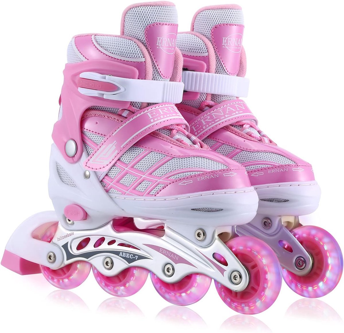 Verstelbare Inline Rolschaatsen voor Meisjes met Lichtgevende Wielen, 4-Maten, Geschikt voor Beginners