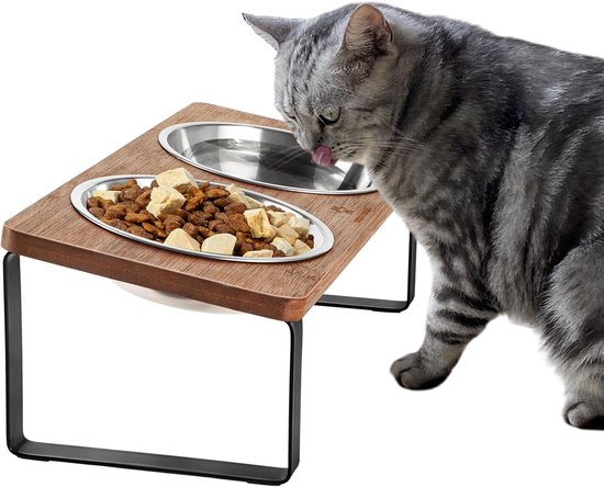 Necoichi Extra brede verhoogde voerbak voor katten, verhoogd, voorkomt