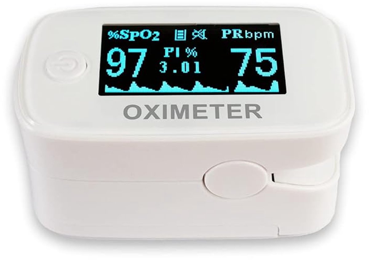 Pulsoximeter - Meet zuurstofverzadiging, hartslag en perfusie-index met OLED-display voor volwassenen en kinderen