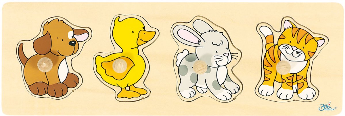 GOKI Steekpuzzel - Hond - 4 Delen - 30X10X2,4Cm - Hout - 1 Jaar
