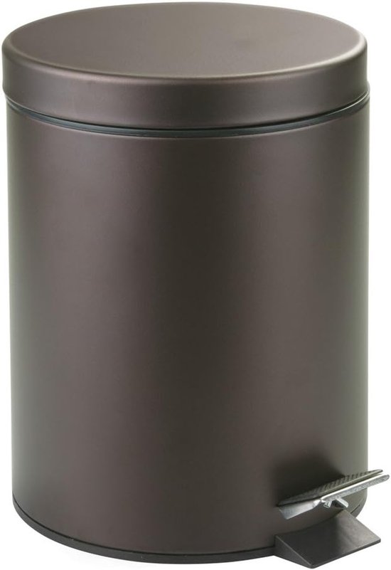 iDesign 44211EU Steel Pedal Bin with Bucket Insert for Bathroom, Kitchen, Office, Steel, Bronze, 20.3 x 0.2 x 28 cm
