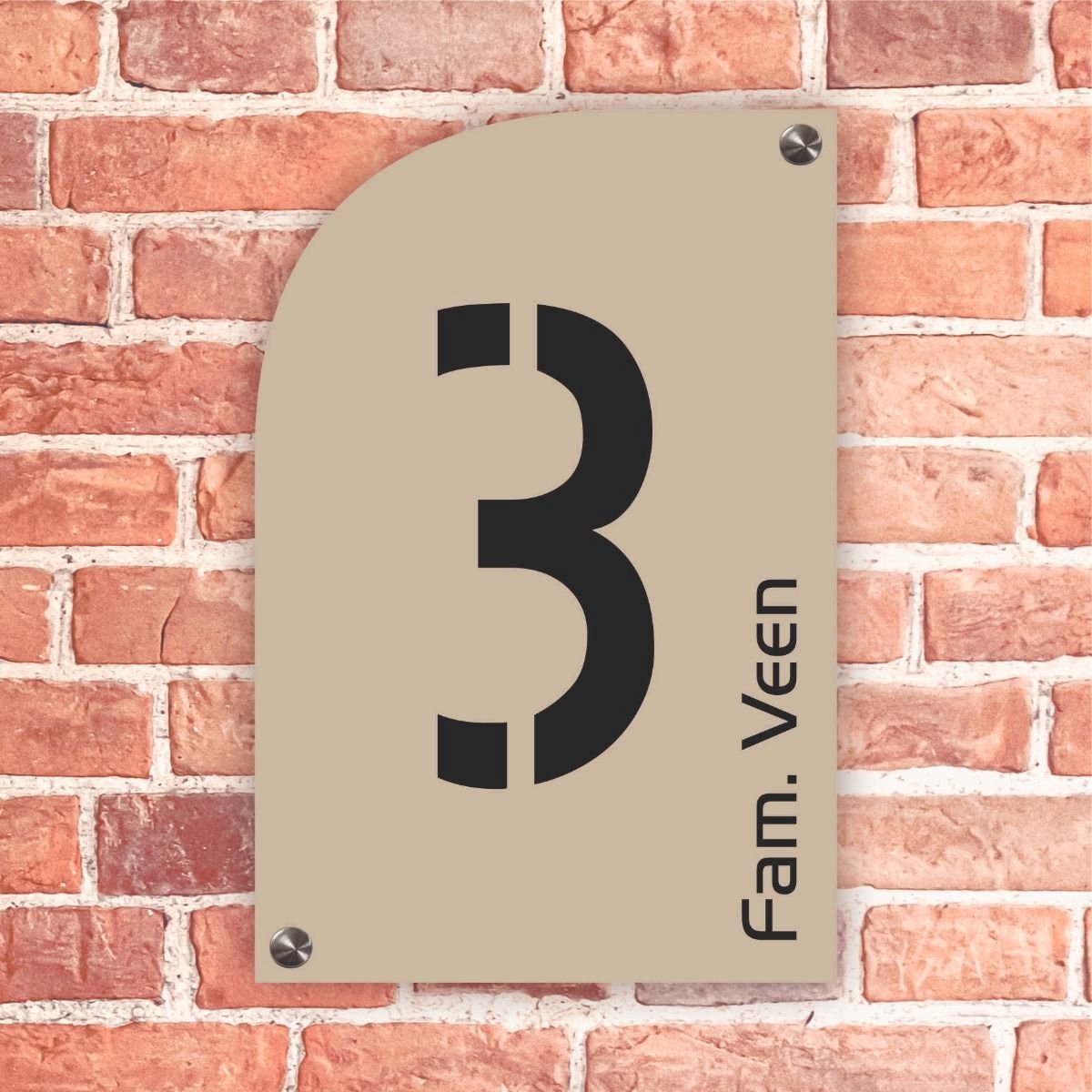 Naambordje voordeur retro bruin - 13x20cm - Incl. RVS bevestigingsmateriaal