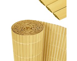 Bamboe 160x500cm PVC afschermingsmat Zichtwerende Mat- W-vorm voor balkon & tuin - Wind- en UV-bestendig - Met kabelbinders