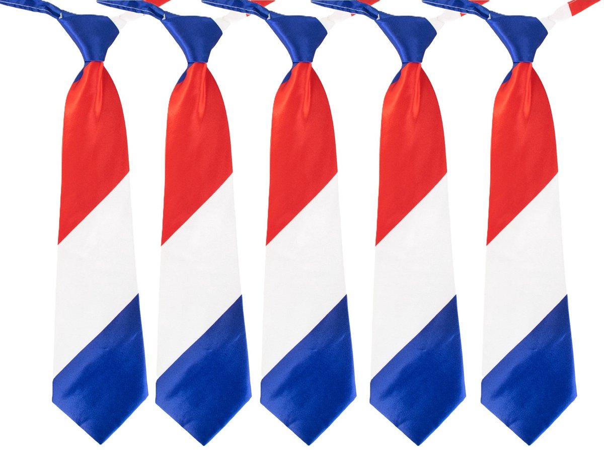 Stropdas Holland thema - 5x - Nederlandse vlag - Koningsdag/supporters verkleed accessoires