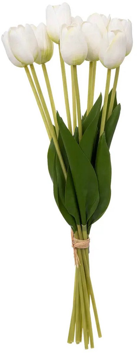 Atmosphera Kunst tulpen boeket Holland - 10x stuks - wit - real touch - kunst zijdebloemen - levensechte kunstbloemen
