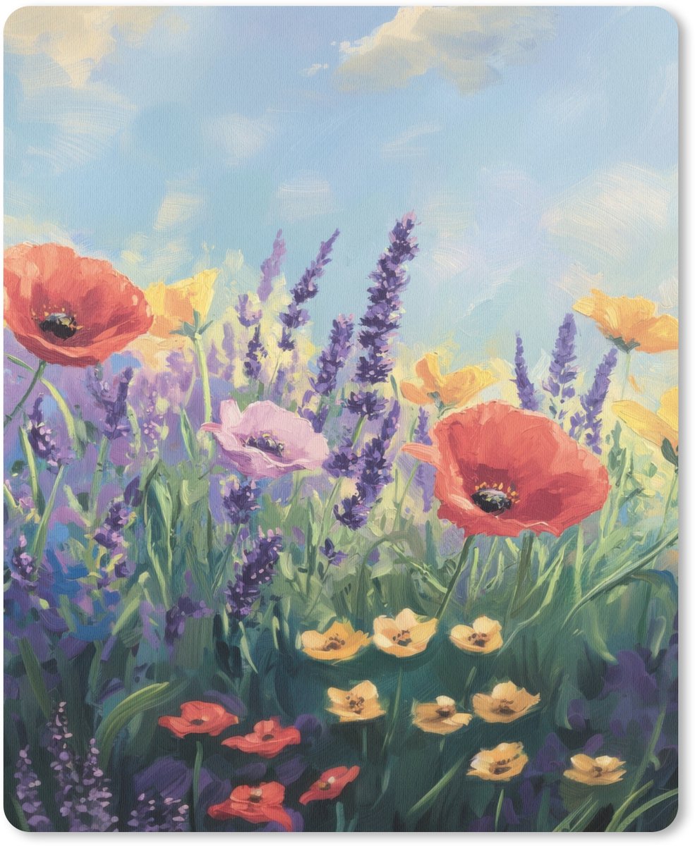Muismat 19x23 cm - Mousepad Weide - Bloemen - Kleurrijk - Muismatten