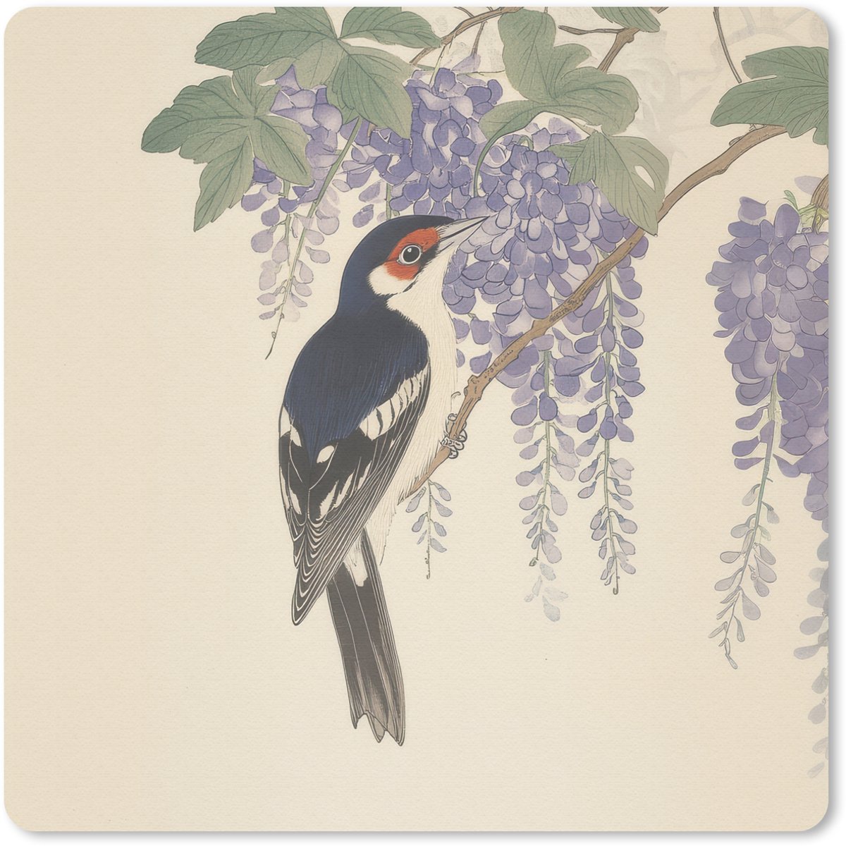 Muismat 30x30 cm - Mousepad Specht - Bloemen - Paars - Muismatten