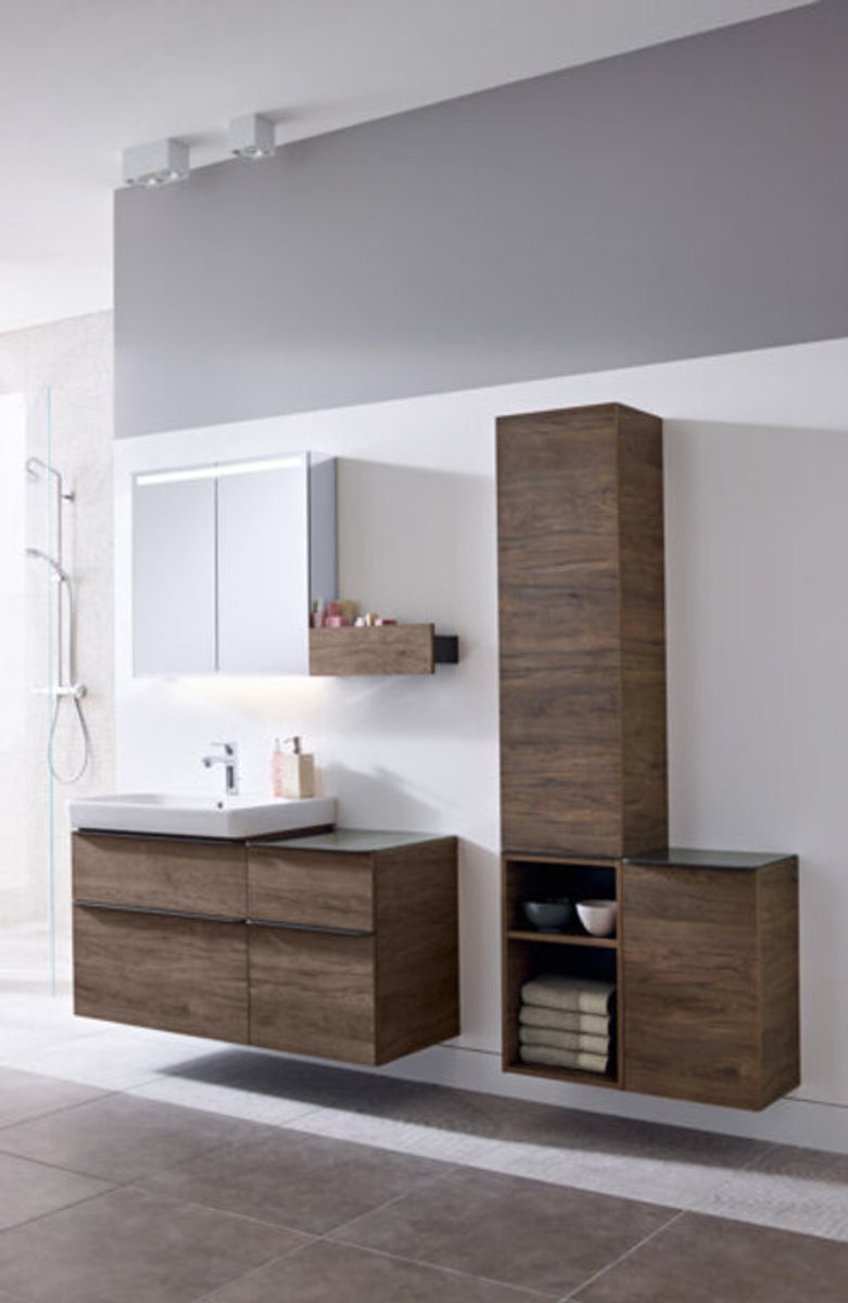 Geberit Smyle Square Zijkast Twee Laden 45Cm Hoogglans Zandgrijs