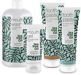 Coffret de soins bucco-dentaires avec 4 produits à l'huile d'arbre à thé — Pour les soins quotidiens du muguet buccal, de la parodontite et des gencives enflammées