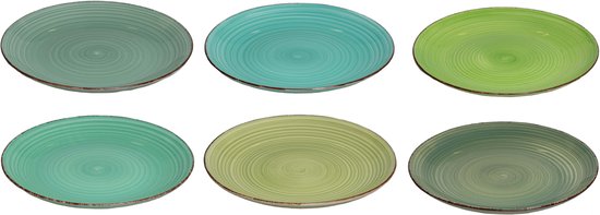 Cookinglife Serviesset Delice Groen 18-delig - 6 Personen - Bevat 6 Dinerborden, 6 Diepe Borden en 6 Ontbijtborden - Aardewerk met Diepgroene Reactive Glaze - Vaatwasser- en Magnetronbestendig - Luxe Serviesset met Stijlvolle Uitstraling — afbeelding 2