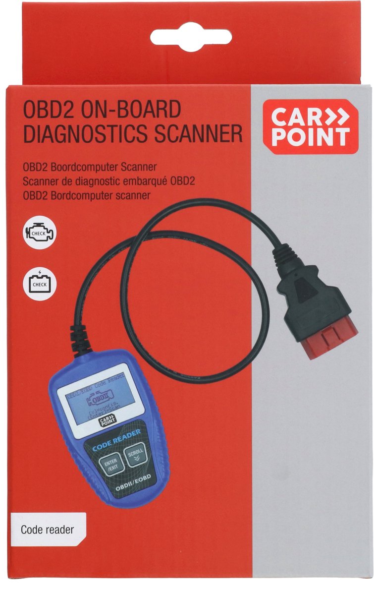 Carpoint OBD2 Scanner – Voor Auto’s vanaf 1996 – 2.2" LCD Display – Live Data & Foutcodes – Plug & Play thumbnail 6