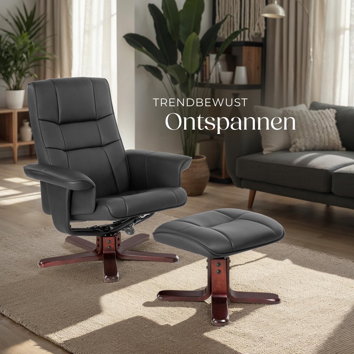 tectake tectake Relaxfauteuil met Voetenbank - afbeelding 3