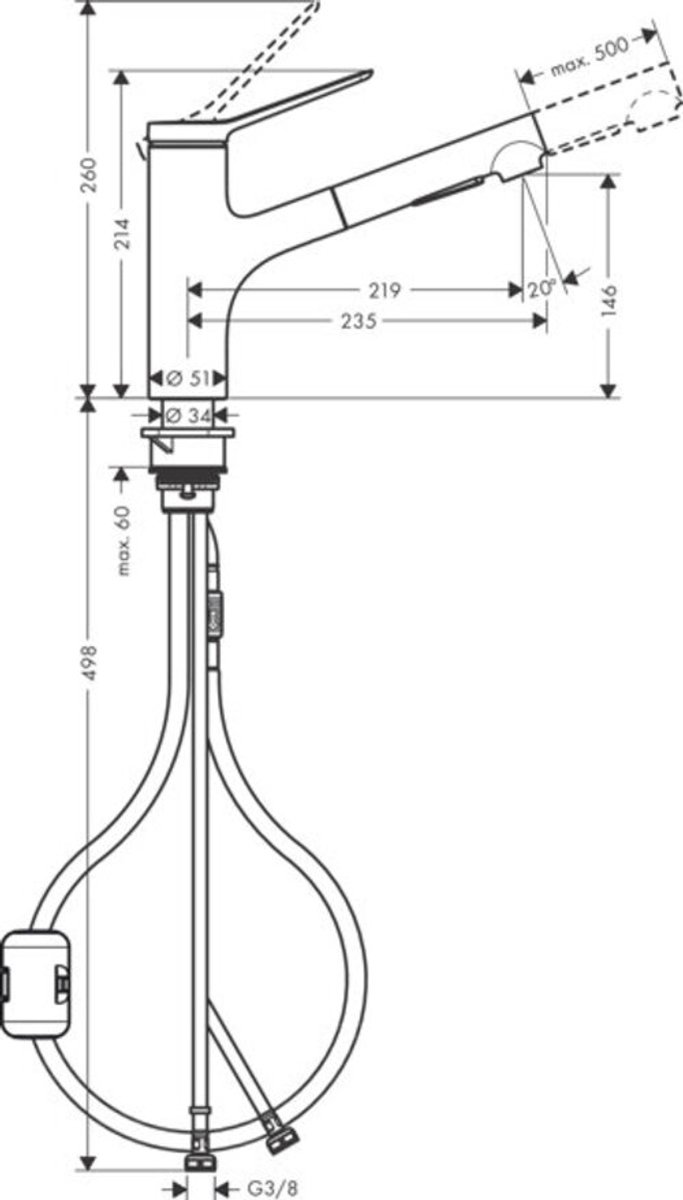 Hansgrohe Zesis M33 - Keukenkraan met uittrekbare handdouche, rvs uiterlijk 74820800
