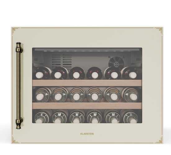 Klarstein Vinsider Victoria 28 wijnkoeler – 28 flessen, 1 zone, 5–20°C, touchscreenbediening, LED, trillings- en UV-bescherming, installatieklaar, stil, crèmekleurig