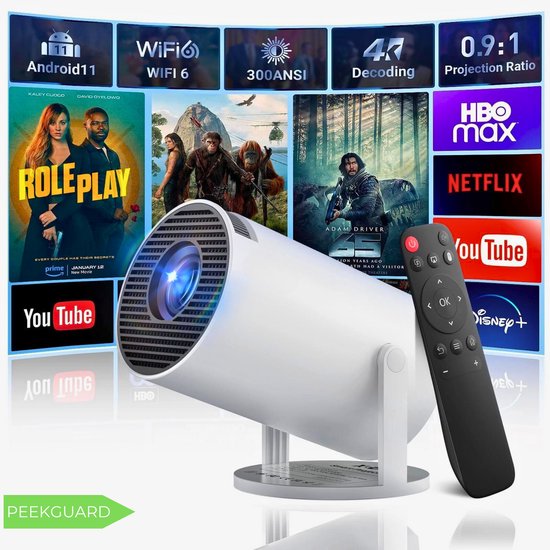 ProVision 4 Mini Beamer Wit - WiFi - HDMI - Bluetooth - 4K support Beamers Scherm - Apple & Android - Projector Draagbaar - Incl. HDMI kabel & Afstandsbediening