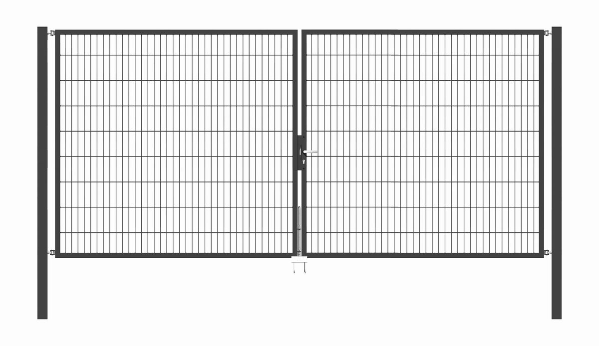 Alberts 650469 Dubbele poort Flexo met toebehoren, antraciet, breedte 400 cm, hoogte 200 cm