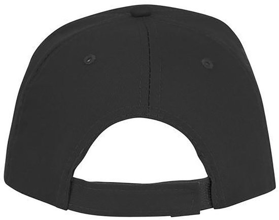 Casquette noire, vue de dos, avec sangle réglable.