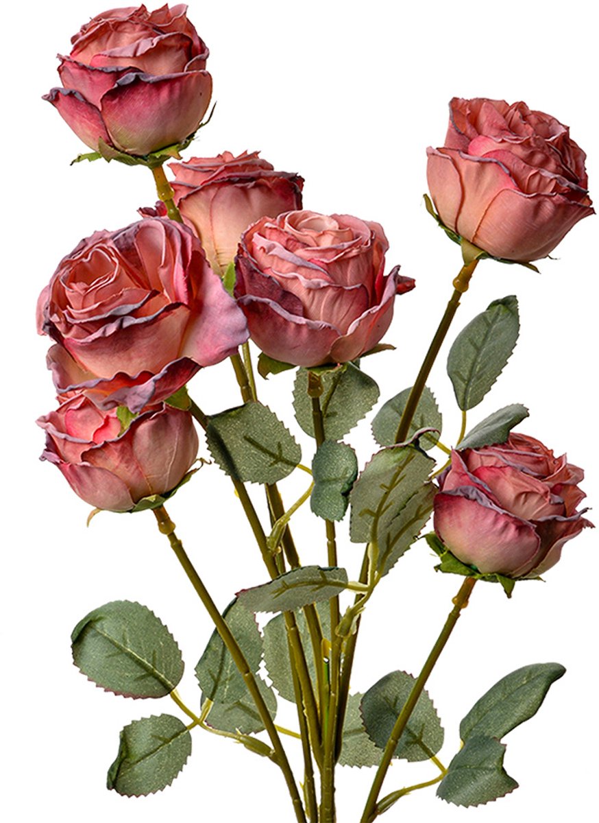 Kunstbloem Roos- Zijden 55 cm Roze Kunststof Kunstbloemen