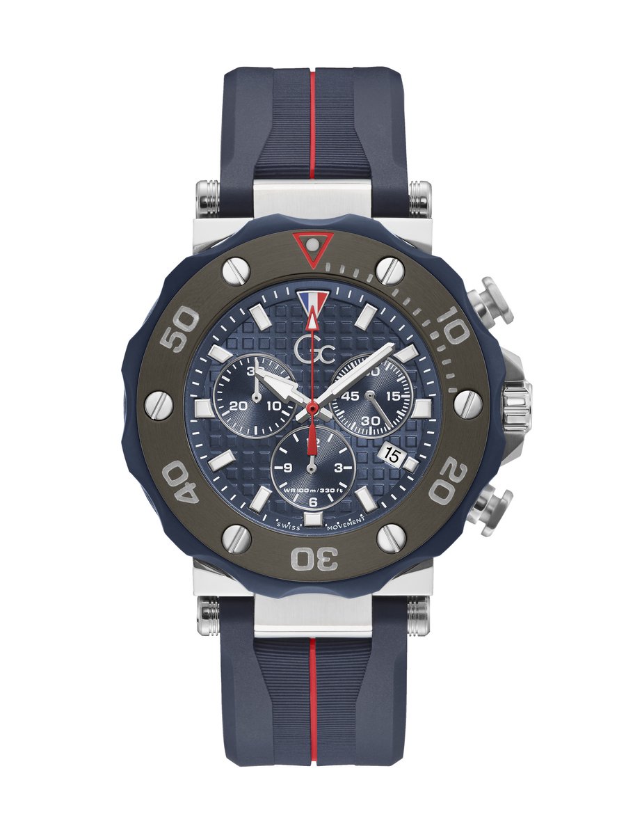 Gc Gc Divercode Chrono Quartz Chronograaf Horloge Marine Kast: 100% Roestvrij Staal | Armband: 100% Siliconen 44 Y63005G7MF, Y63006G7MF