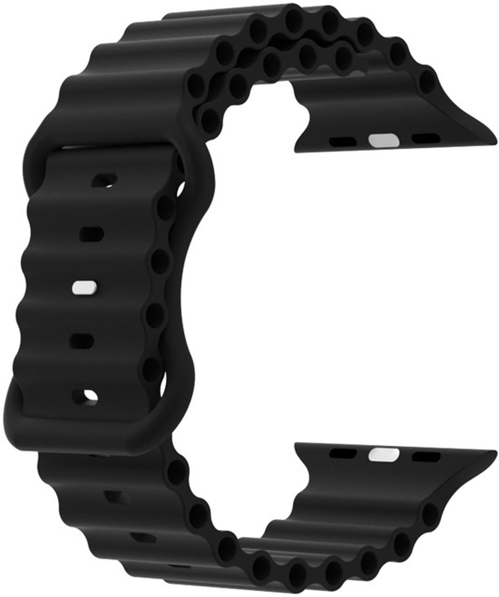 Siliconen bandje - geschikt voor Apple Watch series 1/2/3/4/5/6/7/8/9/10/11/ SE (1,2,3) / Ultra (1,2,3) met maat 44 mm / 45 mm / 46 mm / 49 mm - zwart