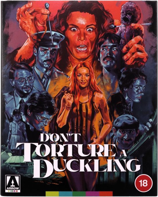 Voorkant van de 'Don't Torture A Duckling' 4K Ultra HD Blu-ray hoes met collage van filmkarakters en filmtitel.