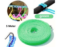 3 Meter Waslijn Met Antislip I Winddicht, Sterk en Verdikt I Voor Binnen En Buiten Drogen I PVC I Groen