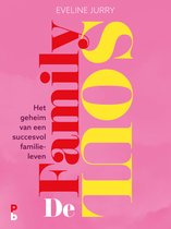 Boek "De FamilySoul" met tekst "Het geheim van een succesvol familieleven" op een roze achtergrond.