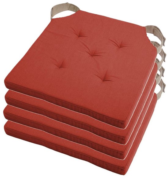 Sitzkissen (4er Pack/Grün) Stuhlkissen mit Haltebändern 38cm x 38cm - Öko-Tex Zertifiziert
