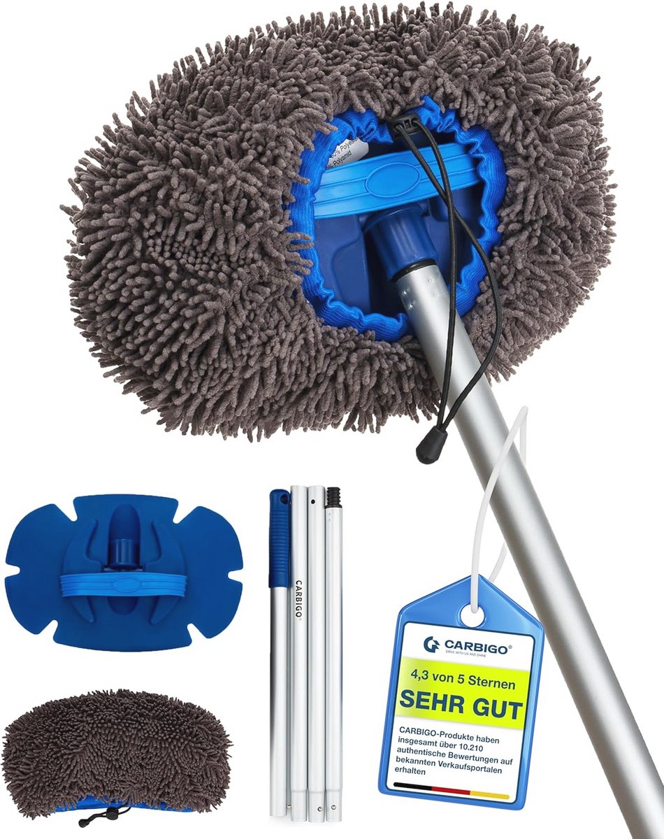 Goedkoopste Auto wasborstel set met telescoopstang en draaibare kop - 21x28cm (700 GSM) voor efficiënte autowassing