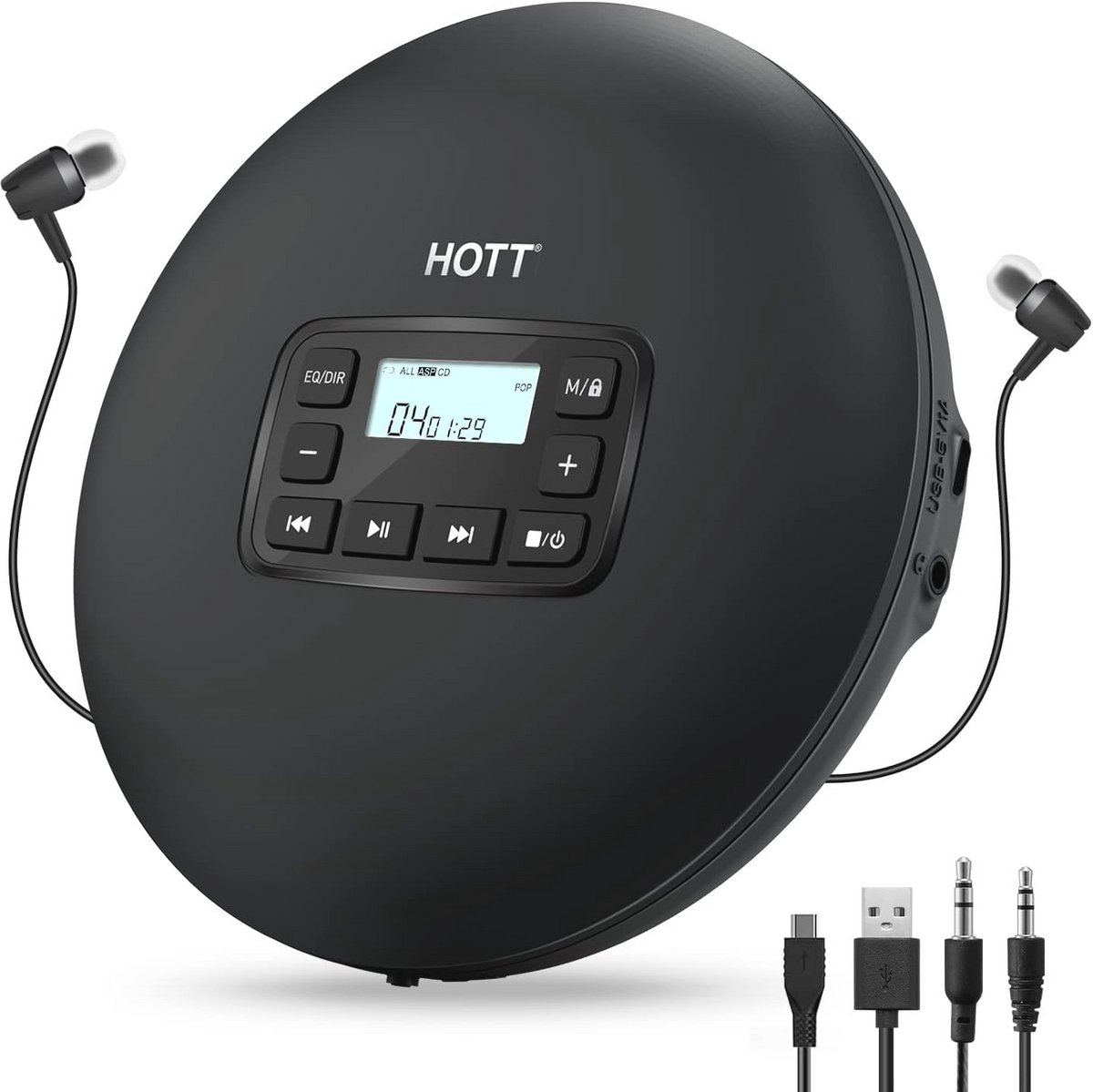 Draagbare CD-speler met anti-schok, compacte MP3-speler voor muziek en audiobooks