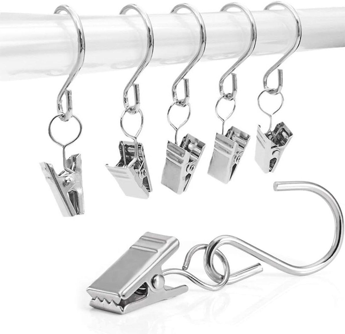 Image of 50 stuks gordijnclips en gordijnringen met clips - Duurzaam en multifunctioneel - Voor woondecoratie (zilver)