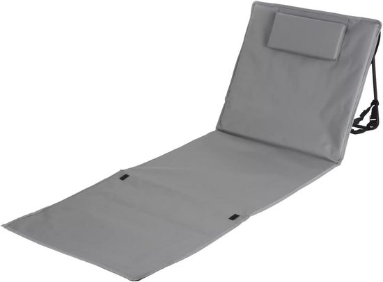 Navaris Opvouwbare Strandmat Met Rugleuning - Zwart Zitkussen Met Rugsteun Voor Strand, Park En Tuin