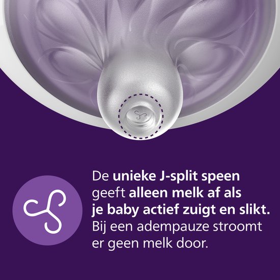 Close-up van de Philips Avent Natural Response speen met J-split ventiel.