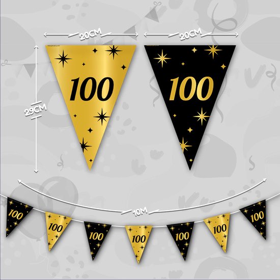 Hangdecoratie 16 jaar goud zwart - Alles voor een 100 jaar verjaardag