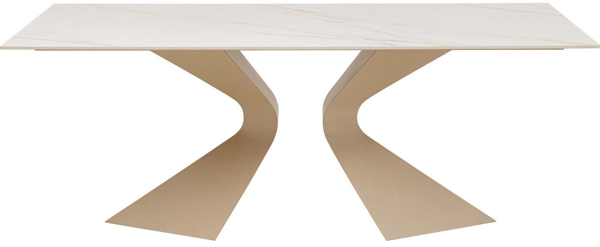 Eettafel Gloria 200x100cm beige keramiek wit Kare Design