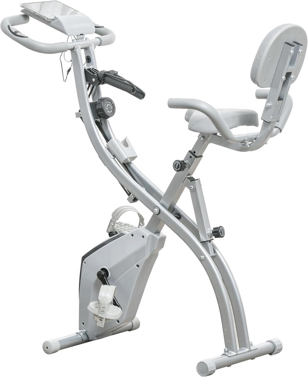 Opvouwbare Hometrainer met Magnetische Weerstand en LCD-Display - 8 Weerstandsniveaus, Ergonomische Handgrepen, Verstelbare Zadelrugleuning en Tablethouder