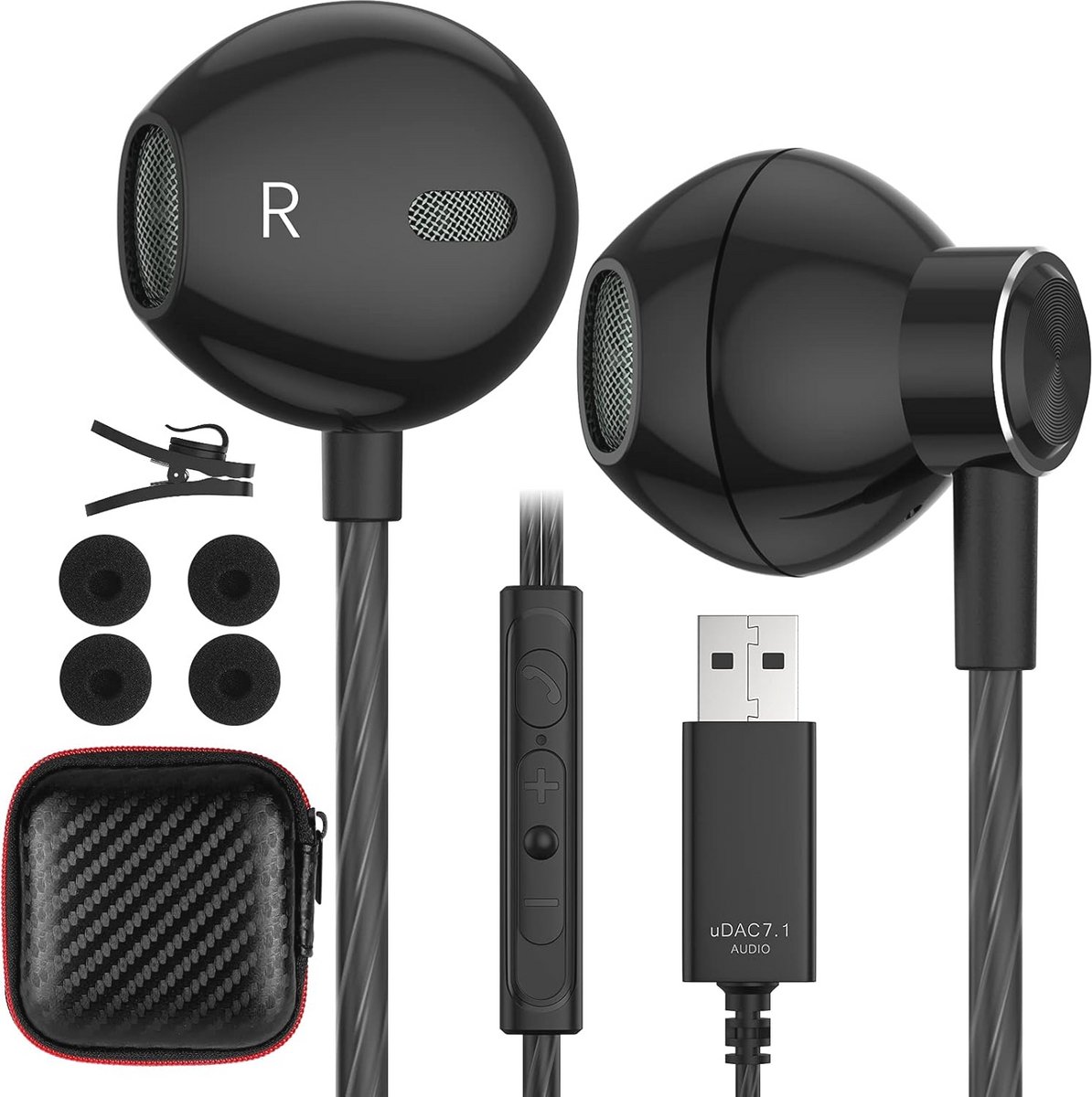 USB Gaming Headset met In-ear HiFi Stereo en Ruisonderdrukking